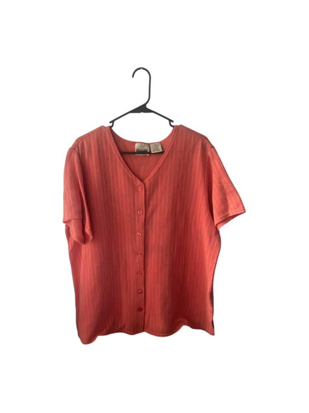 Vintage Women's TR Bentley Plus Coral Short Sleeve Button Tee 1X